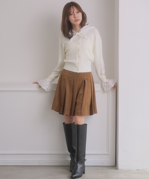 NOELA(ノエラ)の「スカーフ付きレイヤードニット(ニット/セーター・レディース・チャコール/ネイビー/オフホワイト・FREE)」の21枚目の写真