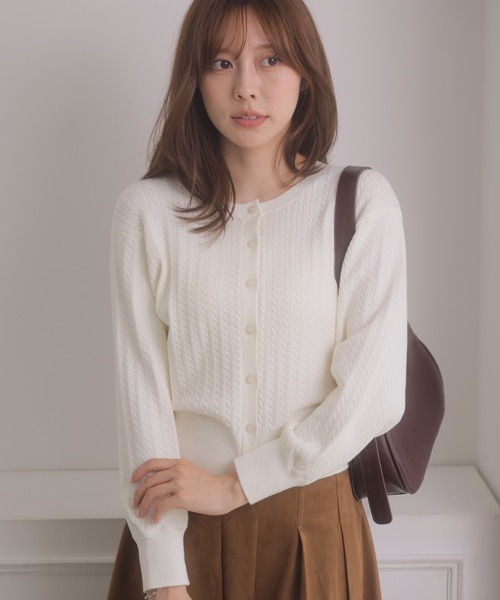 NOELA(ノエラ)の「スカーフ付きレイヤードニット(ニット/セーター・レディース・チャコール/ネイビー/オフホワイト・FREE)」の5枚目の写真