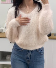【ふわふわ】ソフトvネックニット