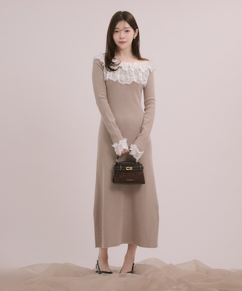 fupel(フぺル)の「lace knit long onepiece / レースニットロングワンピース(ワンピース・レディース・モカ/アイボリー/ブラック・FREE)」の21枚目の写真