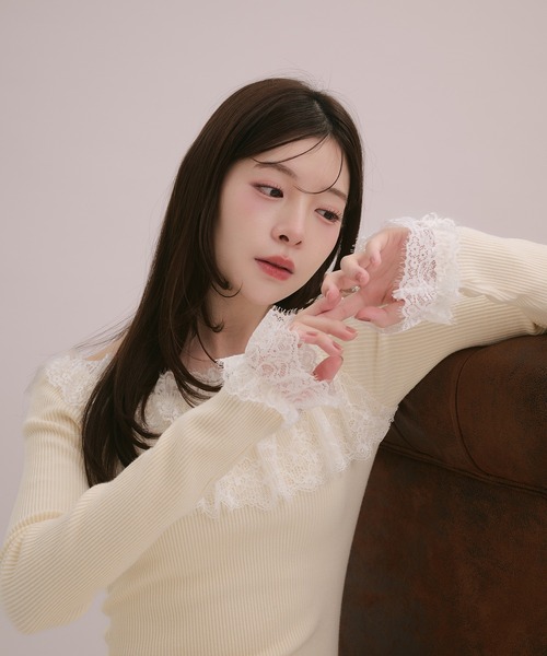 fupel(フぺル)の「lace knit long onepiece / レースニットロングワンピース(ワンピース・レディース・モカ/アイボリー/ブラック・FREE)」の13枚目の写真