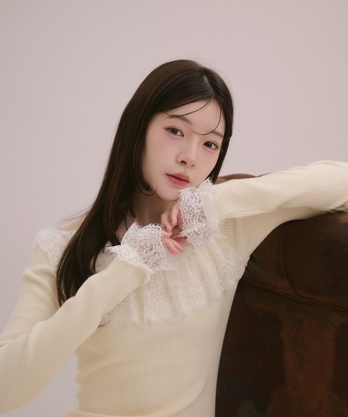 fupel(フぺル)の「lace knit long onepiece / レースニットロングワンピース(ワンピース・レディース・モカ/アイボリー/ブラック・FREE)」の14枚目の写真