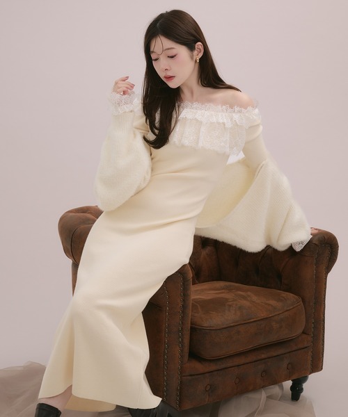 fupel(フぺル)の「lace knit long onepiece / レースニットロングワンピース(ワンピース・レディース・モカ/アイボリー/ブラック・FREE)」の11枚目の写真