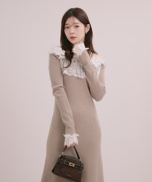 fupel(フぺル)の「lace knit long onepiece / レースニットロングワンピース(ワンピース・レディース・モカ/アイボリー/ブラック・FREE)」の18枚目の写真