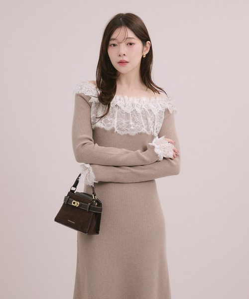 fupel(フぺル)の「lace knit long onepiece / レースニットロングワンピース(ワンピース・レディース・モカ/アイボリー/ブラック・FREE)」の19枚目の写真
