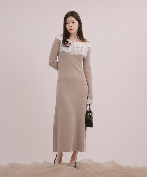 fupel(フぺル)の「lace knit long onepiece / レースニットロングワンピース(ワンピース・レディース・モカ/アイボリー/ブラック・FREE)」の20枚目の写真