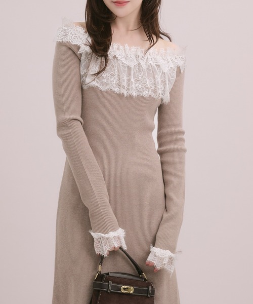 fupel(フぺル)の「lace knit long onepiece / レースニットロングワンピース(ワンピース・レディース・モカ/アイボリー/ブラック・FREE)」の15枚目の写真