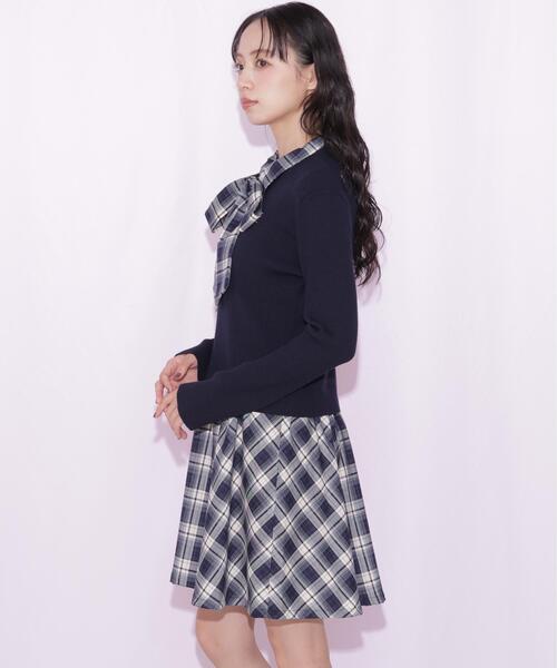 JILL by JILL STUART（ジルバイジルスチュアート）の「チェックドッキングミニワンピース（ワンピース・レディース・ネイビー/グレー/ブラウン・FREE）」の5枚目の写真