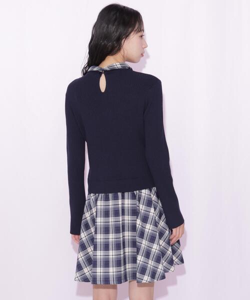 JILL by JILL STUART（ジルバイジルスチュアート）の「チェックドッキングミニワンピース（ワンピース・レディース・ネイビー/グレー/ブラウン・FREE）」の6枚目の写真