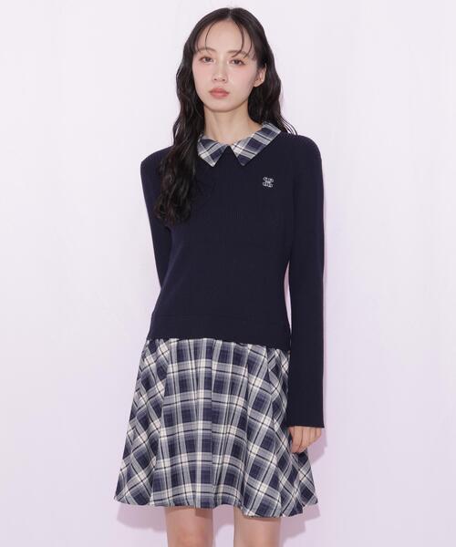 JILL by JILL STUART（ジルバイジルスチュアート）の「チェックドッキングミニワンピース（ワンピース・レディース・ネイビー/グレー/ブラウン・FREE）」の7枚目の写真