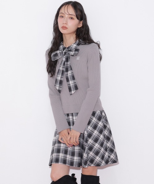JILL by JILL STUART（ジルバイジルスチュアート）の「チェックドッキングミニワンピース（ワンピース・レディース・ネイビー/グレー/ブラウン・FREE）」の2枚目の写真