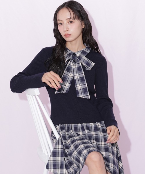 JILL by JILL STUART（ジルバイジルスチュアート）の「チェックドッキングミニワンピース（ワンピース・レディース・ネイビー/グレー/ブラウン・FREE）」の19枚目の写真