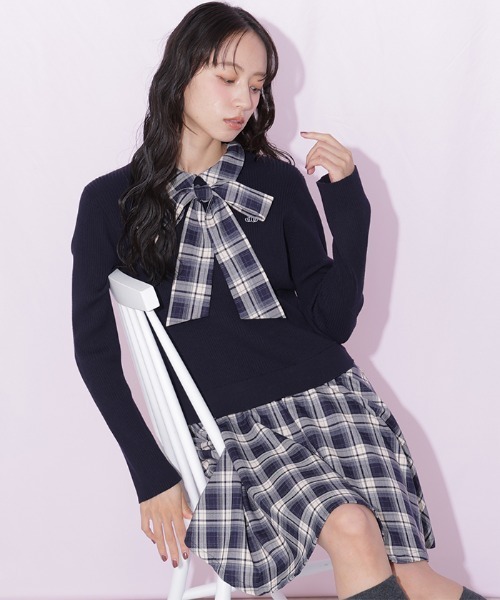 JILL by JILL STUART（ジルバイジルスチュアート）の「チェックドッキングミニワンピース（ワンピース・レディース・ネイビー/グレー/ブラウン・FREE）」の17枚目の写真