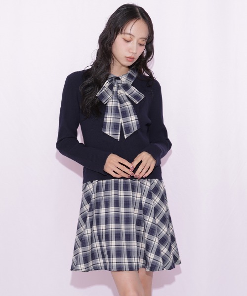 JILL by JILL STUART（ジルバイジルスチュアート）の「チェックドッキングミニワンピース（ワンピース・レディース・ネイビー/グレー/ブラウン・FREE）」の22枚目の写真
