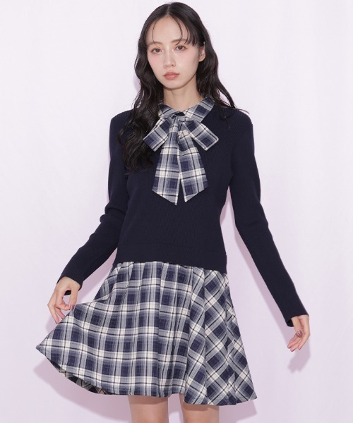JILL by JILL STUART（ジルバイジルスチュアート）の「チェックドッキングミニワンピース（ワンピース・レディース・ネイビー/グレー/ブラウン・FREE）」の20枚目の写真