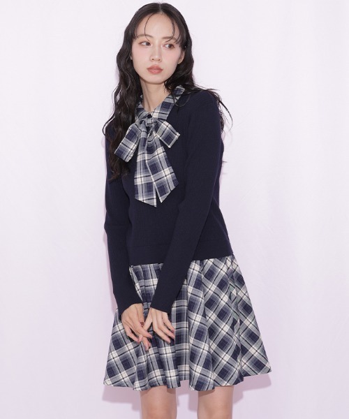 JILL by JILL STUART（ジルバイジルスチュアート）の「チェックドッキングミニワンピース（ワンピース・レディース・ネイビー/グレー/ブラウン・FREE）」の21枚目の写真