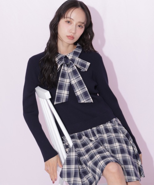 JILL by JILL STUART（ジルバイジルスチュアート）の「チェックドッキングミニワンピース（ワンピース・レディース・ネイビー/グレー/ブラウン・FREE）」の18枚目の写真