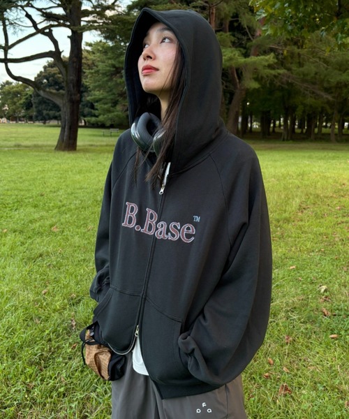 B.Base Assort Zigzag Patchwork Double-Zip Hoodie / B.Base アソート