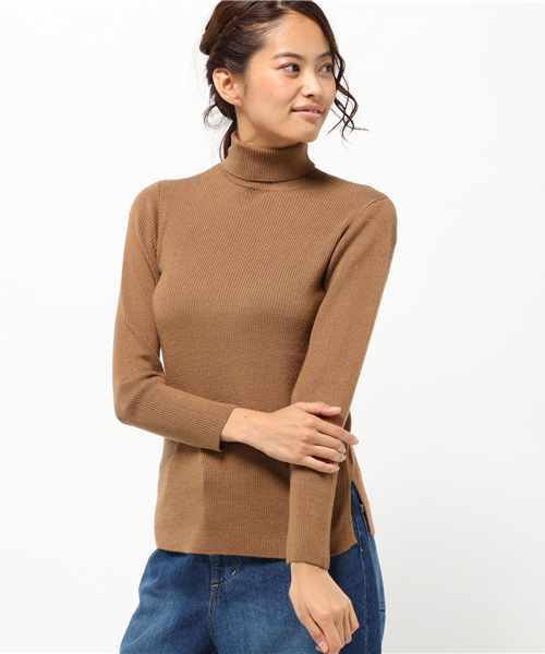 koe（コエ）の「リブタートルネックトップ（ニット/セーター・レディース・キャメル/オレンジ系その他/ダークグリーン/グレー/ネイビー・S/M/L）」の4枚目の写真