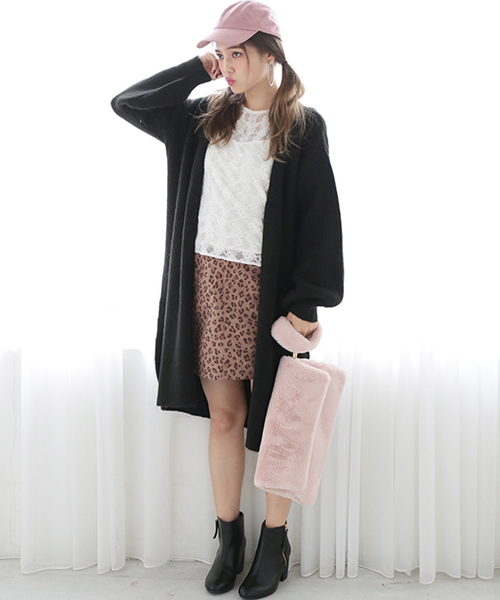 one after another NICE CLAUP(ワンアフターアナザーナイスクラップ)の「ワイドリブロングカーデ(カーディガン/ボレロ・レディース・ブルー/アイボリー/ブラック/ピンク・FREE)」の12枚目の写真