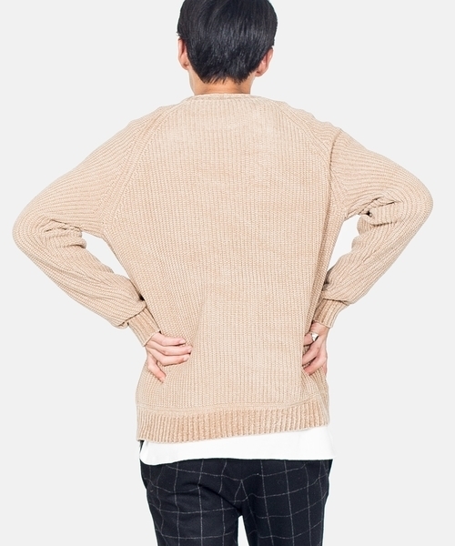 SHIPS JET BLUE（シップスジェットブルー）の「SHIPS JET BLUE: 畦編み モールニット■（ニット/セーター・メンズ・ネイビー/ベージュ/ブラック・LARGE/X-LARGE/SMALL/MEDIUM）」の5枚目の写真