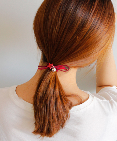 Fun & Daily（ファンアンドデイリー）の「F&D : スターメッセージヘアゴム（ヘアゴム・レディース・ワインレッド/ブラック/ベージュ/ネイビー/グレー/ピンク/ブルー/グリーン・FREE）」の8枚目の写真