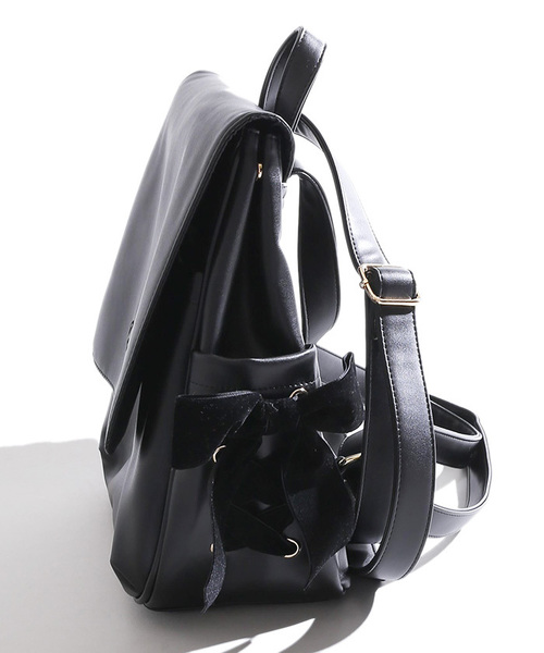 WEGO（ウィゴー）の「WEGO/サイドレースアップベロアリボンリュック（バックパック/リュック・レディース・ブラック/その他1/ライトピンク・FREE）」の7枚目の写真