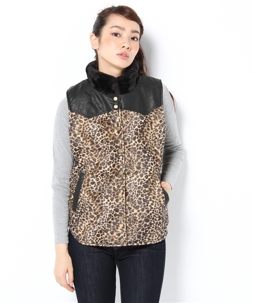 WEGO（ウィゴー）の「ヒョウ柄中綿ベスト（ダウンベスト）」 - WEAR