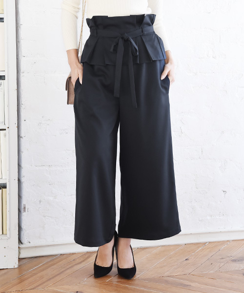 Luz Llena（ラズレナ）の「コルセットベルト付きワイドパンツ（その他パンツ・レディース・グレイッシュベージュ/ネイビー・MEDIUM）」の4枚目の写真