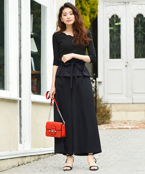 Luz Llena（ラズレナ）の「コルセットベルト付きワイドパンツ（その他パンツ・レディース・グレイッシュベージュ/ネイビー・MEDIUM）」の16枚目の写真