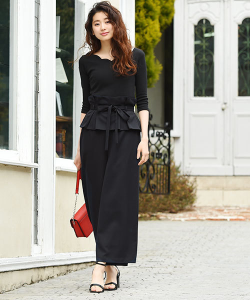 Luz Llena（ラズレナ）の「コルセットベルト付きワイドパンツ（その他パンツ・レディース・グレイッシュベージュ/ネイビー・MEDIUM）」の15枚目の写真