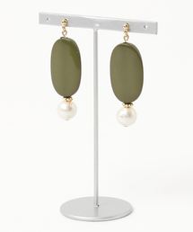 【Reve de papillon】ヴィンテージ風オーバル型ピアス
