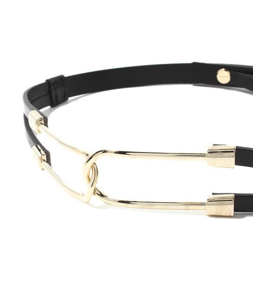 qualite（カリテ）の「金具使い細ﾍﾞﾙﾄ（ベルト・レディース・キャメル/ブラック・FREE）」の4枚目の写真