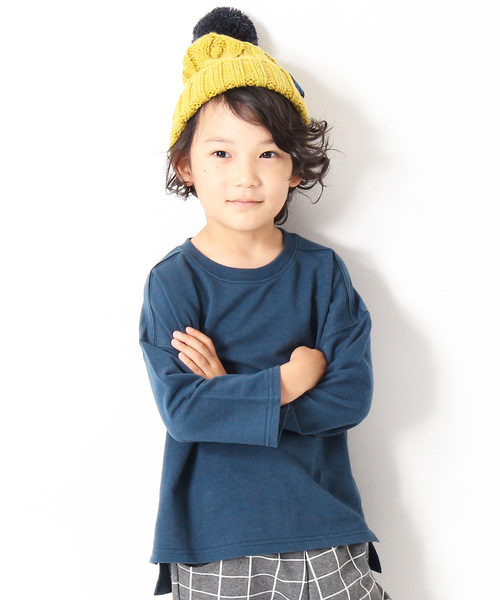 devirock（デビロック）の「スリット入りミニ裏毛7分袖Tシャツ カットソー（Tシャツ/カットソー・キッズ・ホワイト/ブラック/杢グレー/ブルー系その他/パープル系その他/キャメル/イエロー系その他/ピンク系その他/ラベンダー/ベージュ・110cm/100cm/120cm/130cm/140cm/150cm/160cm）」の6枚目の写真