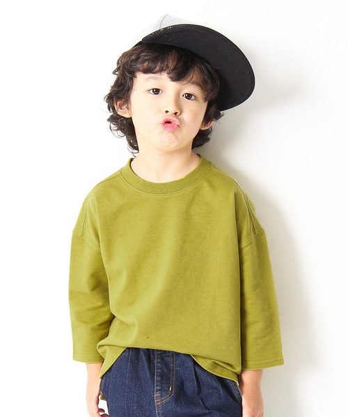 devirock（デビロック）の「スリット入りミニ裏毛7分袖Tシャツ カットソー（Tシャツ/カットソー・キッズ・ホワイト/ブラック/杢グレー/ブルー系その他/パープル系その他/キャメル/イエロー系その他/ピンク系その他/ラベンダー/ベージュ・110cm/100cm/120cm/130cm/140cm/150cm/160cm）」の9枚目の写真