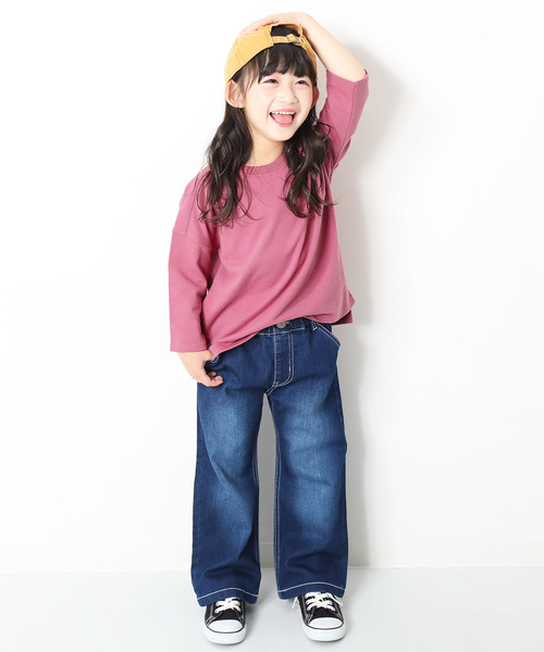 devirock（デビロック）の「スリット入りミニ裏毛7分袖Tシャツ カットソー（Tシャツ/カットソー・キッズ・ホワイト/ブラック/杢グレー/ブルー系その他/パープル系その他/キャメル/イエロー系その他/ピンク系その他/ラベンダー/ベージュ・110cm/100cm/120cm/130cm/140cm/150cm/160cm）」の16枚目の写真