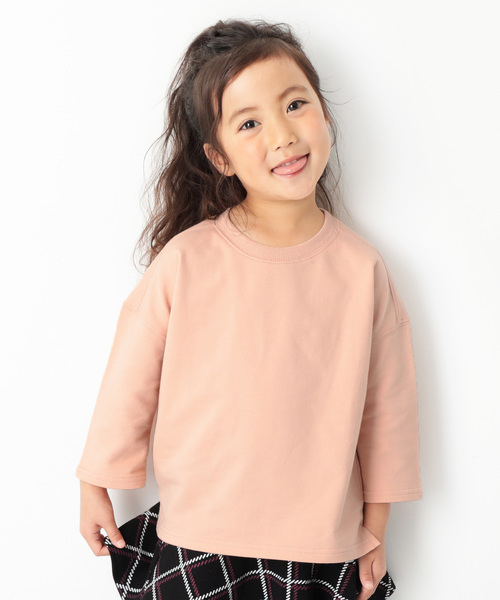 devirock（デビロック）の「スリット入りミニ裏毛7分袖Tシャツ カットソー（Tシャツ/カットソー・キッズ・ホワイト/ブラック/杢グレー/ブルー系その他/パープル系その他/キャメル/イエロー系その他/ピンク系その他/ラベンダー/ベージュ・110cm/100cm/120cm/130cm/140cm/150cm/160cm）」の10枚目の写真