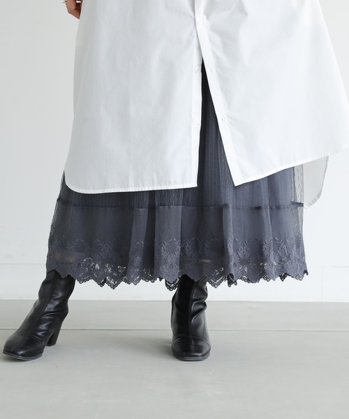 n'OrLABEL（ノアールレーベル）の「『贅沢レースロングペチワンピース』（ワンピース・レディース・ブラック/キナリ/モカ/グレー/オフホワイト/アイボリー/チャコール・1/2/LL～3L/M～Ｌ）」の6枚目の写真