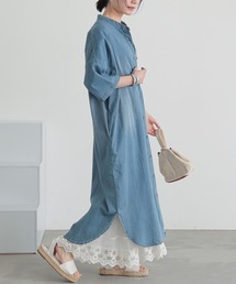 osharewalker（オシャレウォーカー）の「『カットソーver.贅沢レースロングペチワンピース』（ワンピース）」