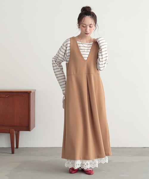 n'OrLABEL（ノアールレーベル）の「『贅沢レースロングペチワンピース』（ワンピース・レディース・ブラック/キナリ/モカ/グレー/オフホワイト/アイボリー/チャコール・1/2/LL～3L/M～Ｌ）」の19枚目の写真