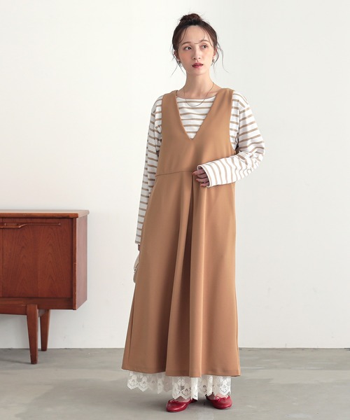 n'OrLABEL（ノアールレーベル）の「『贅沢レースロングペチワンピース』（ワンピース・レディース・ブラック/キナリ/モカ/グレー/オフホワイト/アイボリー/チャコール・1/2/LL～3L/M～Ｌ）」の18枚目の写真