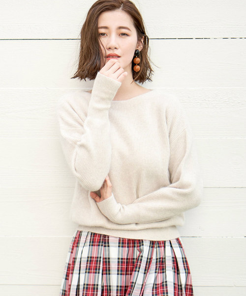 RIVE DROITE（リヴドロワ）の「FOX混片畦ボートネックニット（ニット/セーター・レディース・ベージュ/パープル/レッド/ブラック・FREE）」の3枚目の写真