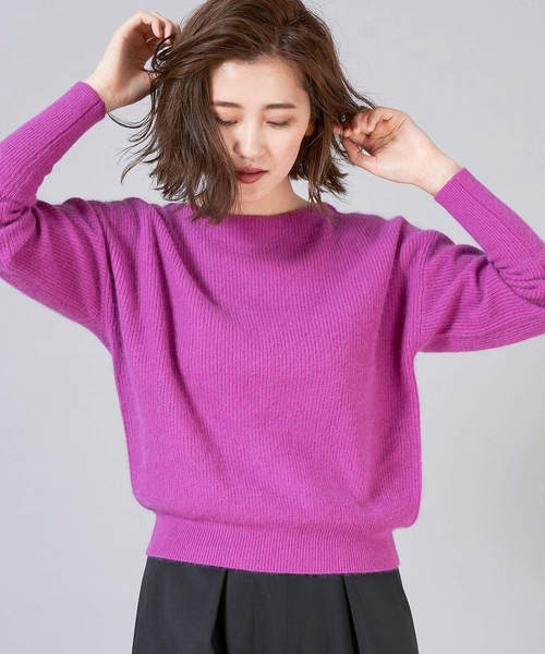 RIVE DROITE（リヴドロワ）の「FOX混片畦ボートネックニット（ニット/セーター・レディース・ベージュ/パープル/レッド/ブラック・FREE）」の4枚目の写真