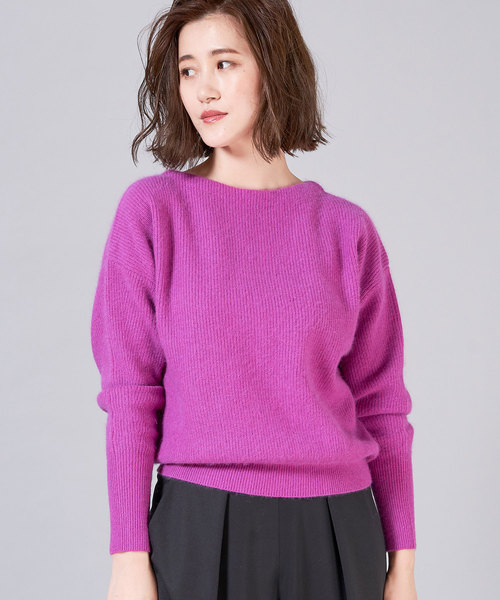 RIVE DROITE（リヴドロワ）の「FOX混片畦ボートネックニット（ニット/セーター・レディース・ベージュ/パープル/レッド/ブラック・FREE）」の11枚目の写真