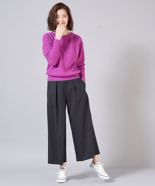 RIVE DROITE（リヴドロワ）の「FOX混片畦ボートネックニット（ニット/セーター・レディース・ベージュ/パープル/レッド/ブラック・FREE）」の16枚目の写真
