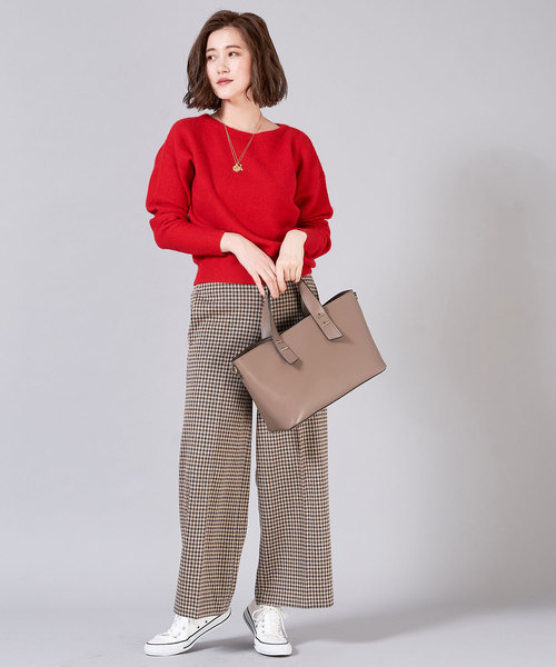 RIVE DROITE（リヴドロワ）の「FOX混片畦ボートネックニット（ニット/セーター・レディース・ベージュ/パープル/レッド/ブラック・FREE）」の7枚目の写真