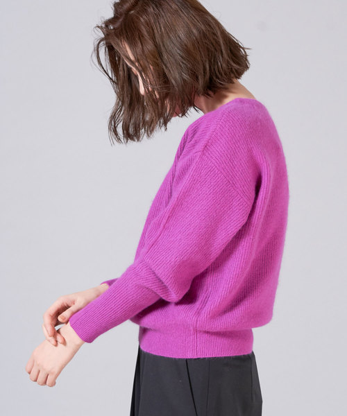 RIVE DROITE（リヴドロワ）の「FOX混片畦ボートネックニット（ニット/セーター・レディース・ベージュ/パープル/レッド/ブラック・FREE）」の8枚目の写真