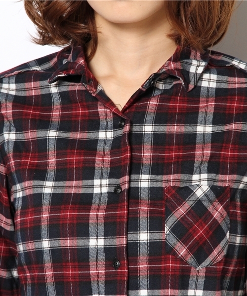NANO universe（ナノユニバース）の「BARK TANNAGE/スタンダードワイヤーネルシャツ   L/S（シャツ/ブラウス・レディース・レッド/パープル/ネイビー/グレー/ブラウン・36/38）」の18枚目の写真