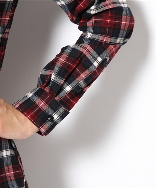 NANO universe（ナノユニバース）の「BARK TANNAGE/スタンダードワイヤーネルシャツ   L/S（シャツ/ブラウス・レディース・レッド/パープル/ネイビー/グレー/ブラウン・36/38）」の19枚目の写真