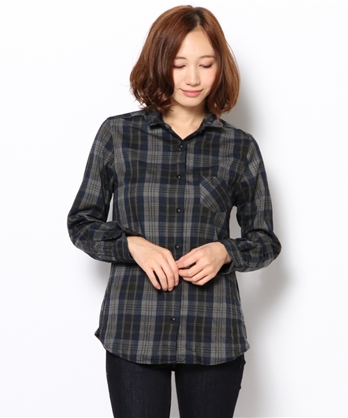 NANO universe（ナノユニバース）の「BARK TANNAGE/スタンダードワイヤーネルシャツ   L/S（シャツ/ブラウス・レディース・レッド/パープル/ネイビー/グレー/ブラウン・36/38）」の8枚目の写真